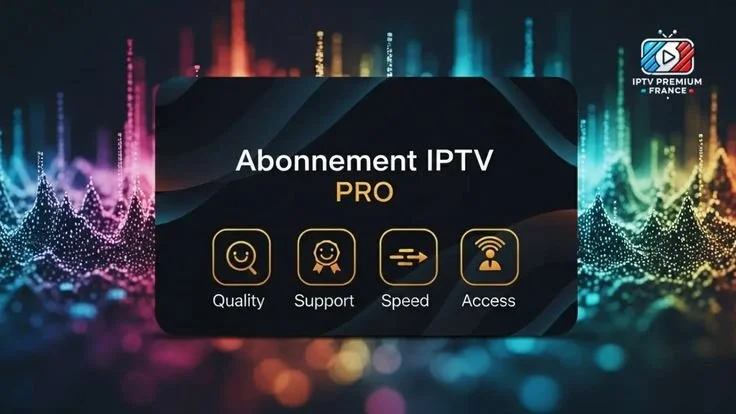 IPTV Pro logo with international content streaming graphics