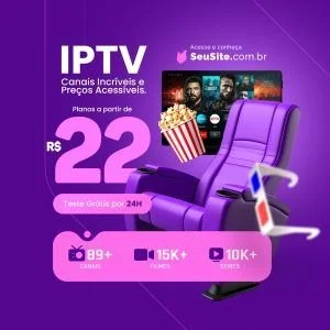 IPTV canais promotional banner with low prices and free trial offer