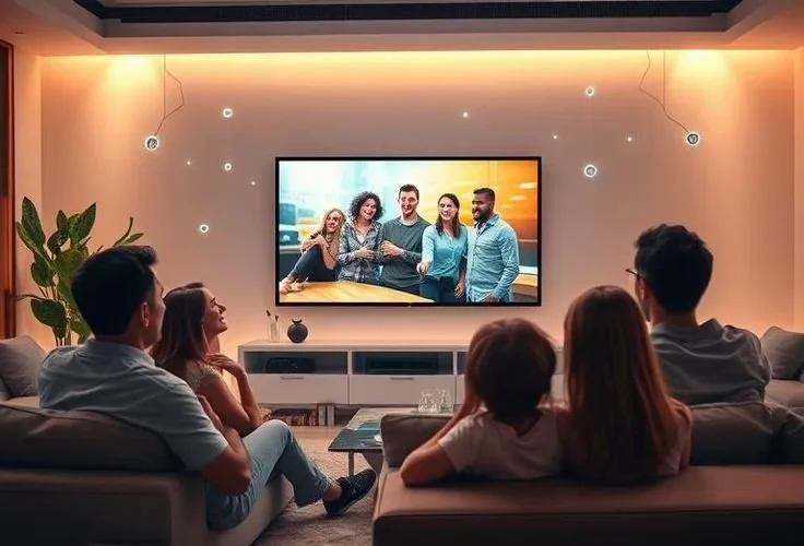 A person enjoying an IPTV subscription on their smart TV for ultimate entertainment in 2025.